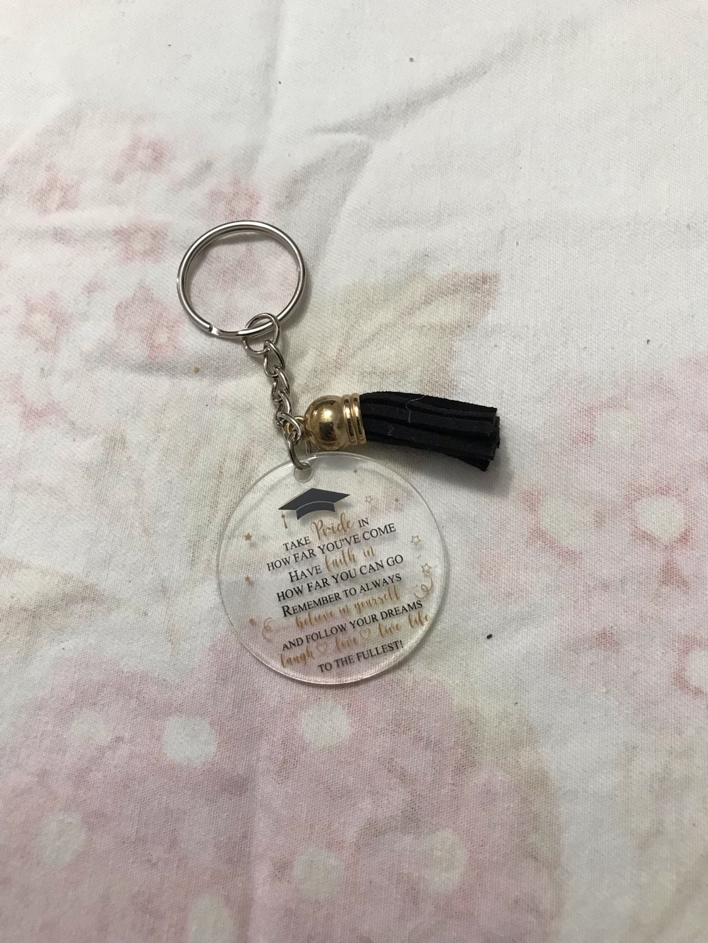Clear Graduation Gift Black Tassel Keychain